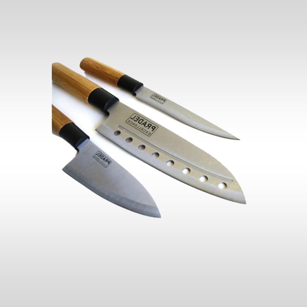 Valise vitrine de 11 couteaux en acier inoxydable et manches bambou -  capnatur